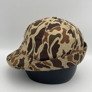 Vintage Jones Style Duck Camo Hunting Bucket Hat Ear Covers Foam Lined Sz Large
